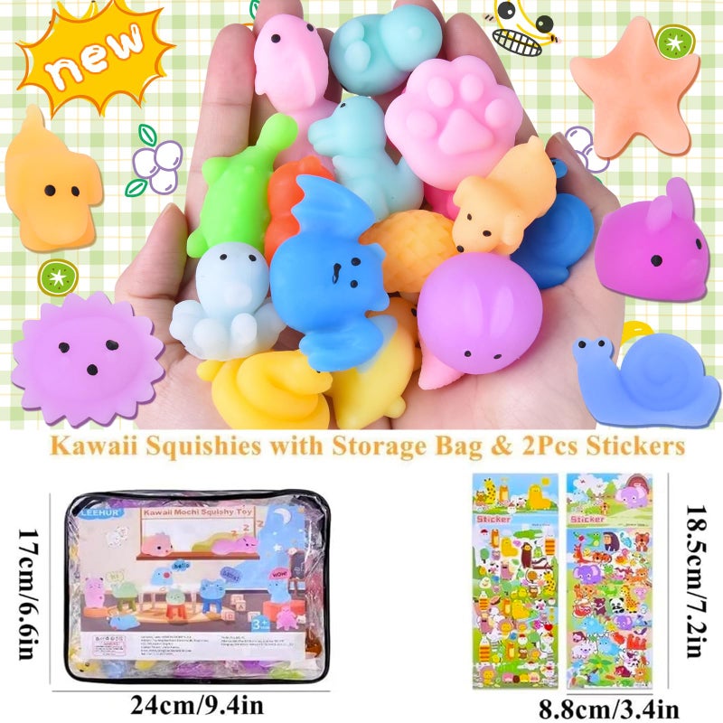 LEEHUR 100PCS Kawaii Squishies, Mochi Squishy Toys for Kids Party Favors, Mini Stress Relief Squishy Fidget Toys for Classroom Prizes for Kids Party Favors Goodie Bags Stuffers with Storage Bag - Image 3