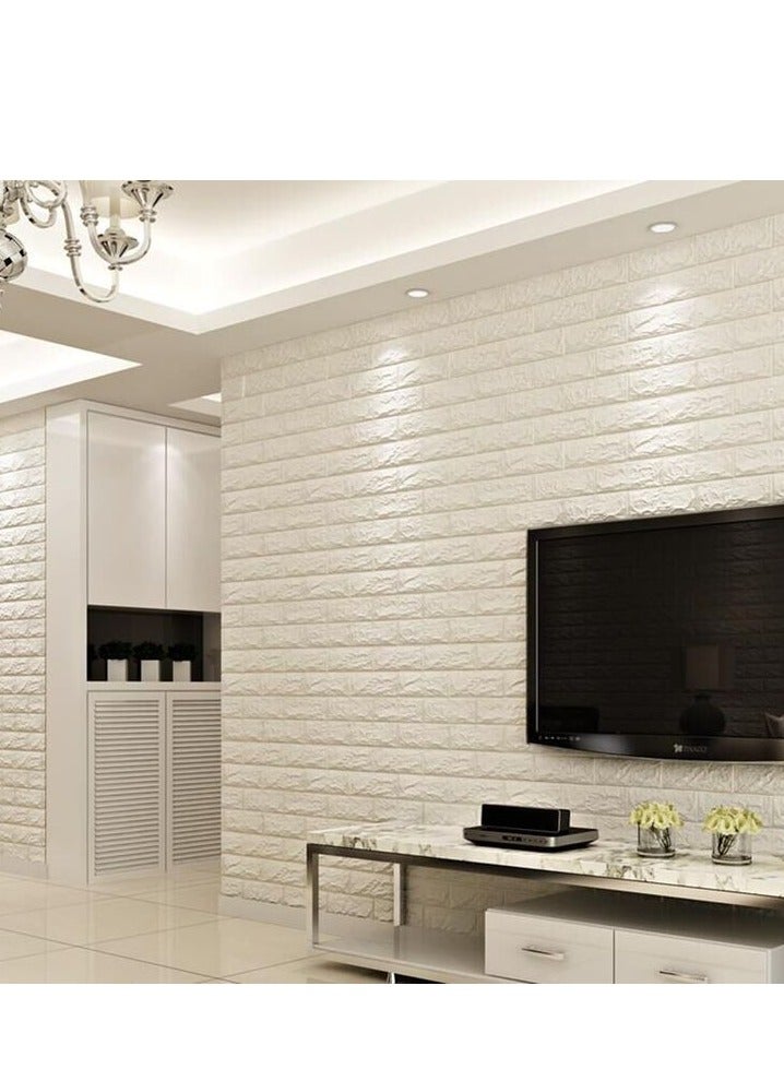 HOME TASTE Self Adhesive 3D Wall Stickers Self-Adhesive Panels Waterproof PE Foam White Wallpaper for Living Room TV Wall and Home Decor - Image 3