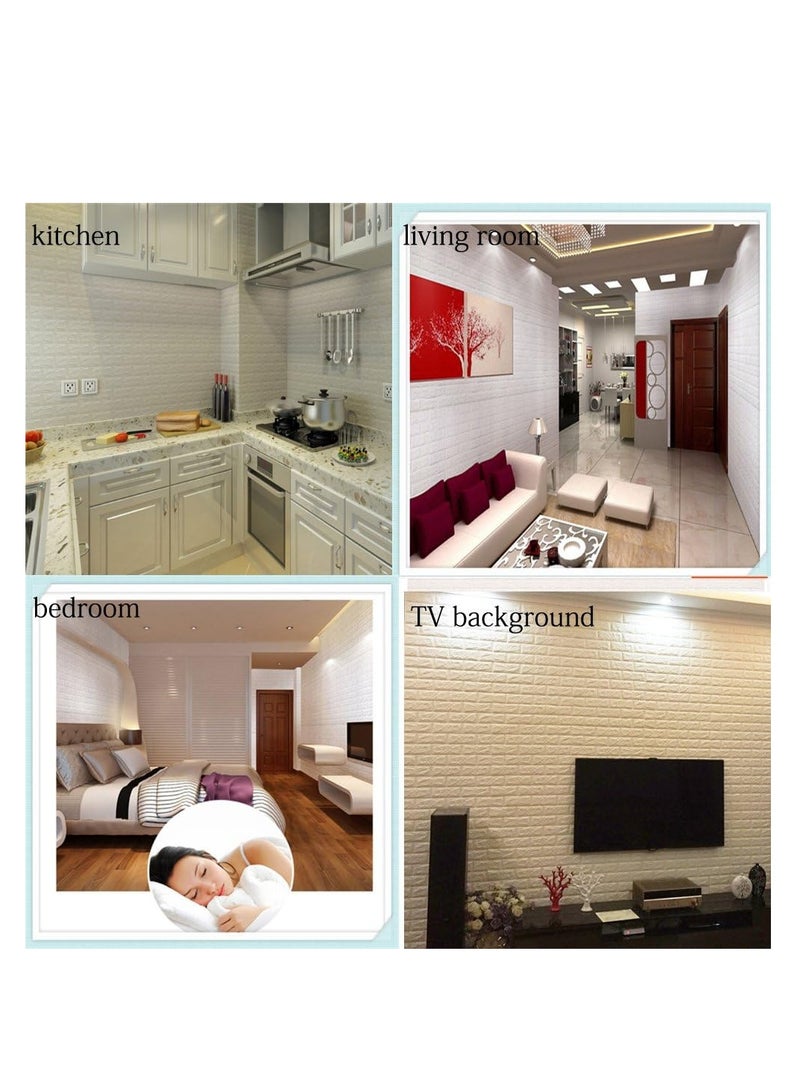 HOME TASTE Self Adhesive 3D Wall Stickers Self-Adhesive Panels Waterproof PE Foam White Wallpaper for Living Room TV Wall and Home Decor - Image 5