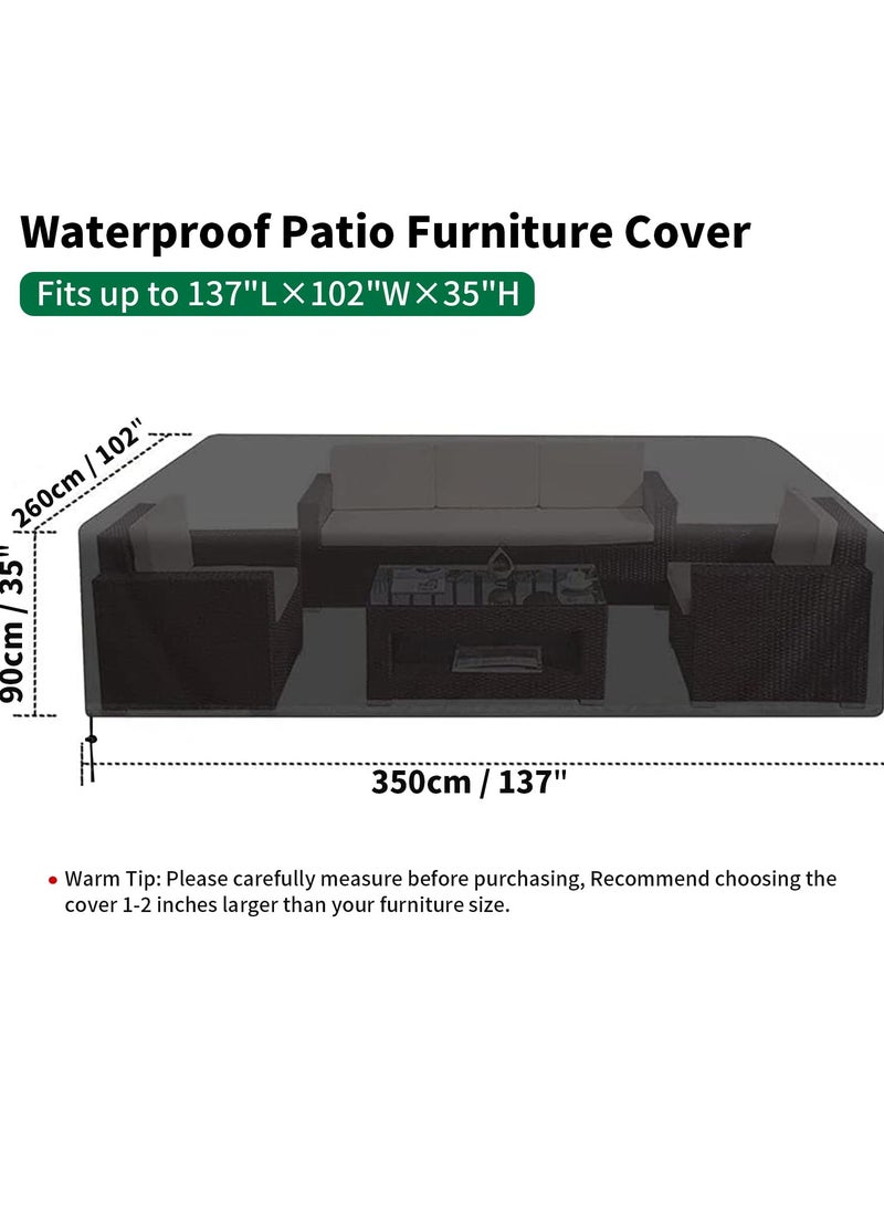 73Hours Waterproof Outdoor Furniture Cover 137 L x 102 W x 35 H , Premium Quality Patio Furniture Covers Dust Proof Anti-UV Heavy Duty Durable Sofa Sectional Table  Chair Cover Large - Outdoor Sofa Cover - Outdoor Seating Cover (Black) - Image 2