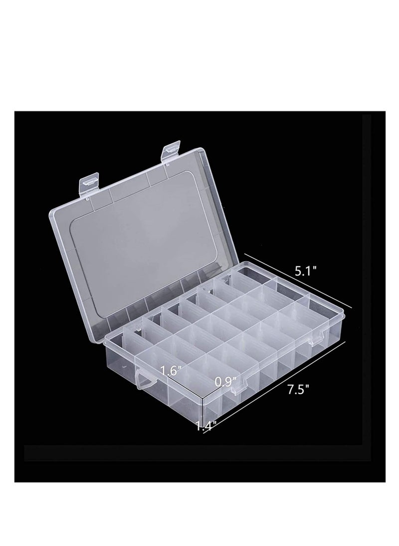 SYOSI - Plastic Organizer Container Box, 24 Grids Storage Box with Adjustable Dividers Organizer Storage Container Removable Grid Compartment Big Clear Slot box Case for Beads Earring Small Items - Image 1