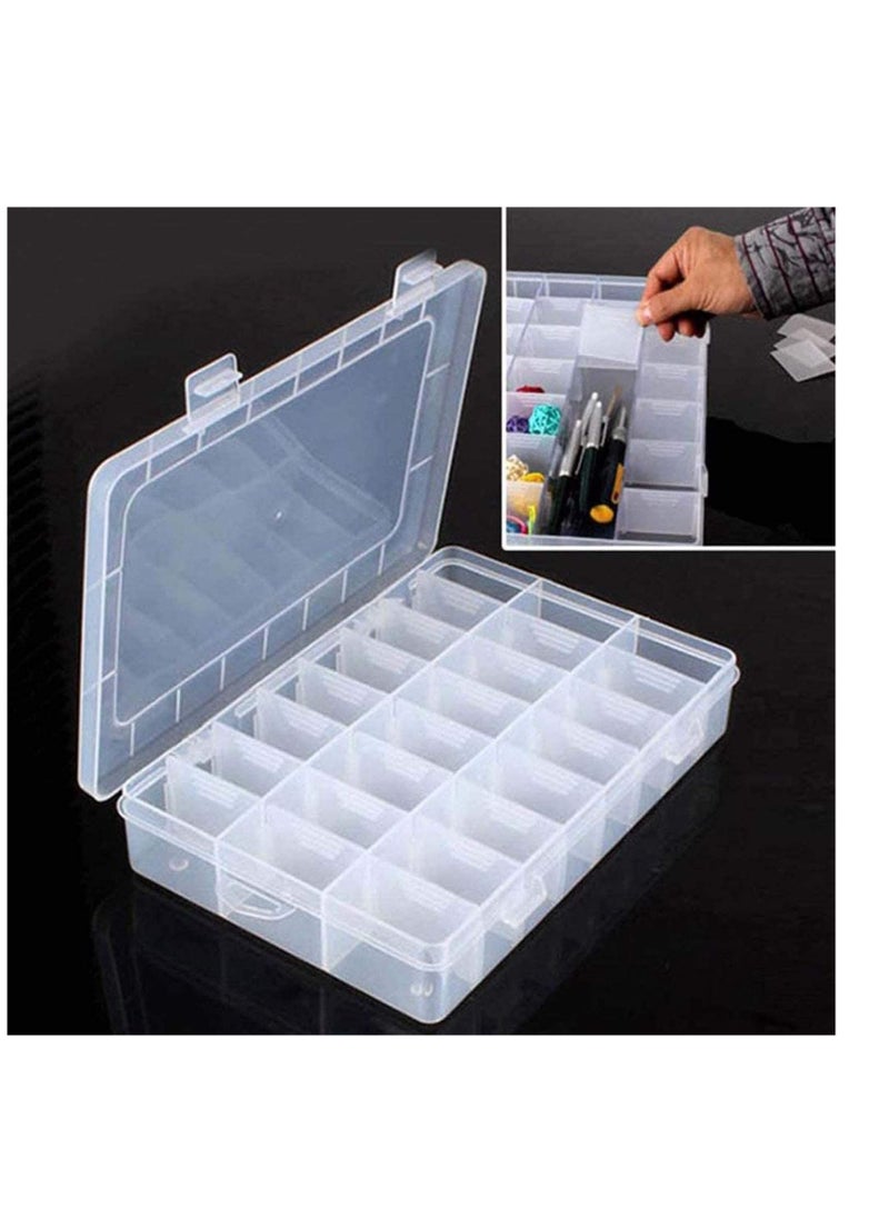 SYOSI - Plastic Organizer Container Box, 24 Grids Storage Box with Adjustable Dividers Organizer Storage Container Removable Grid Compartment Big Clear Slot box Case for Beads Earring Small Items - Image 1