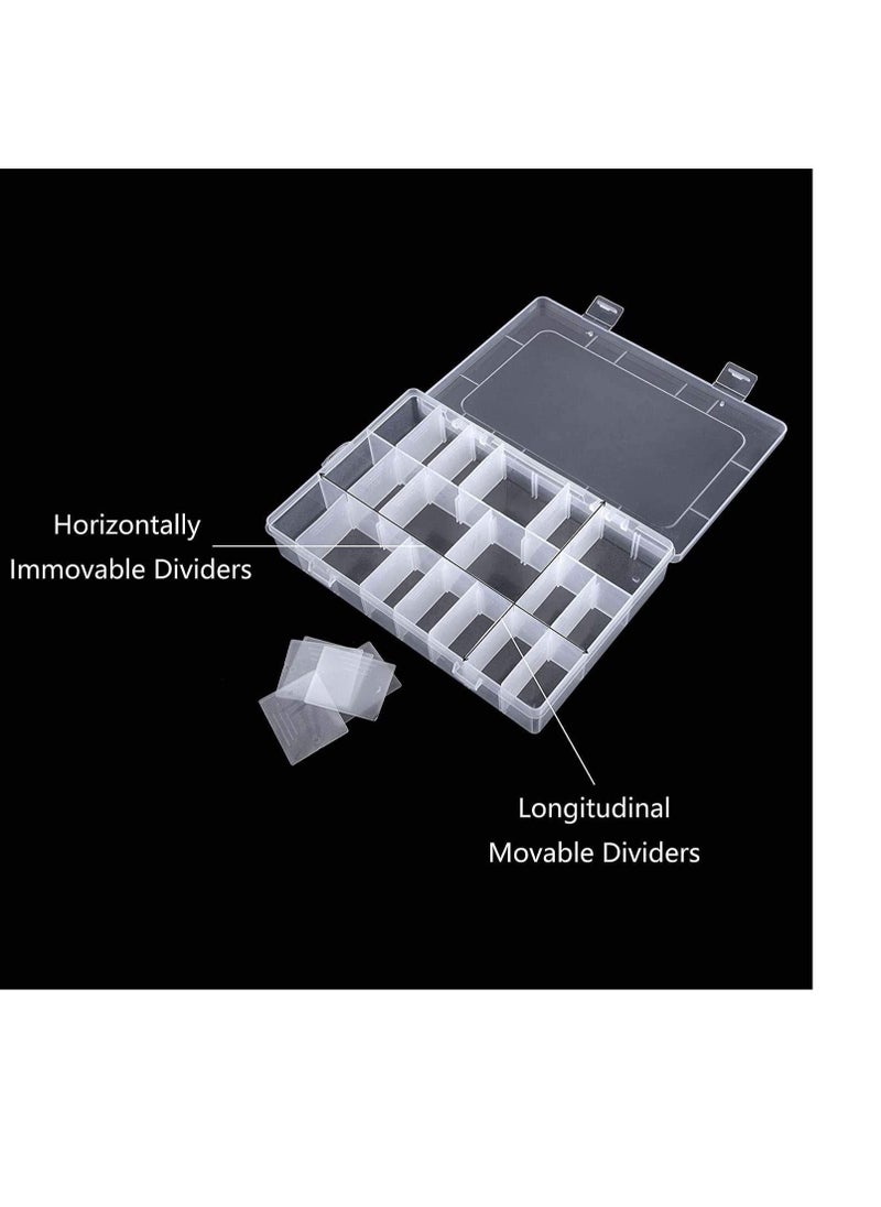 SYOSI - Plastic Organizer Container Box, 24 Grids Storage Box with Adjustable Dividers Organizer Storage Container Removable Grid Compartment Big Clear Slot box Case for Beads Earring Small Items - Image 1