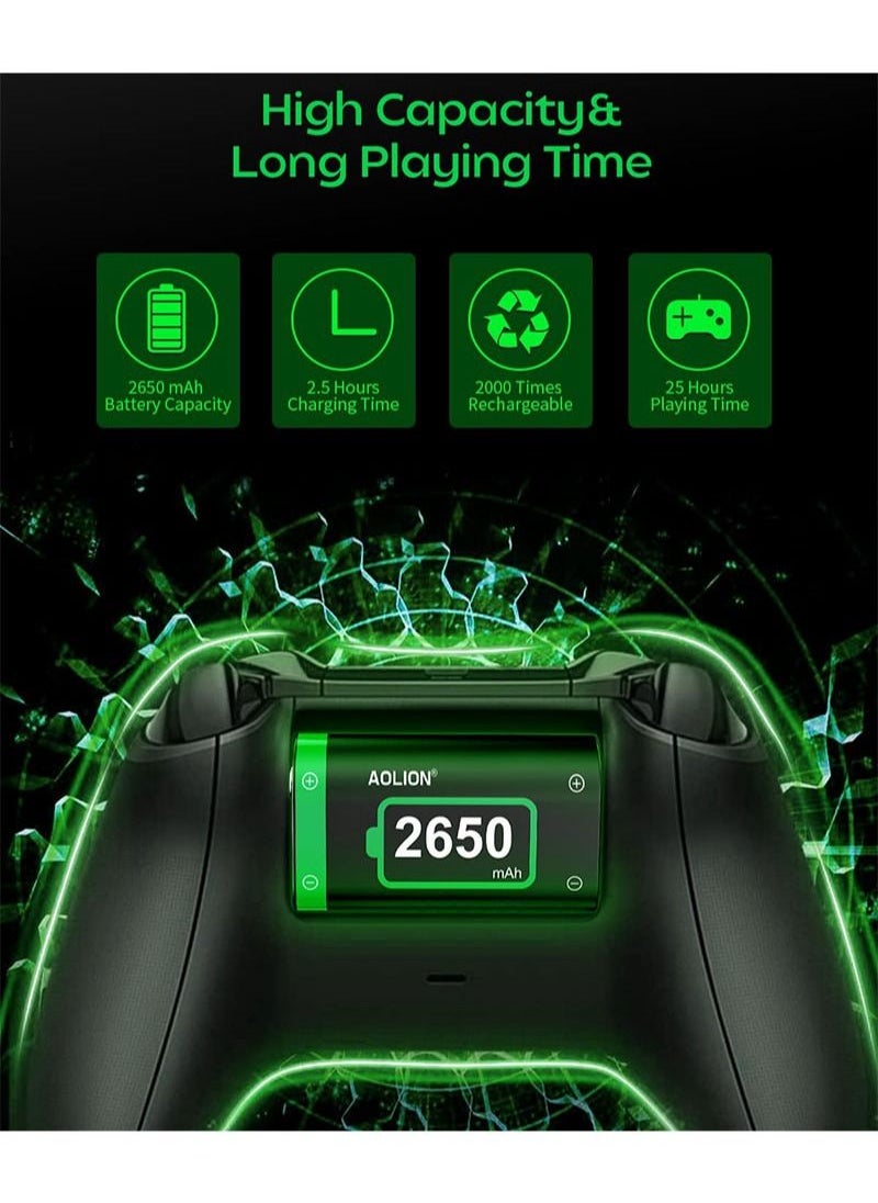 Rechargeable Battery Pack for Xbox One/Xbox Series X|S/Xbox One Elite Controller with 2x2650mAh Rechargeable Battery