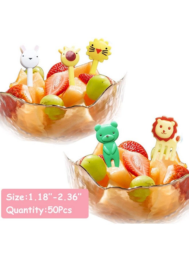 HASTHIP® 50 Pcs Cute Animals Bento Box Decor Mini Forks, Dessert Forks Toothpick for Cake Dessert Pastry Party Supply, Reusable, Food Grade Plastic, Random Color - Image 3