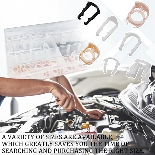 HHZL Fuel Line Retainer Clips, 3/8" & 5/16" Durable Nylon Gas Tank Repair Kit, 7 Size Fuel Line Retaining Clamp Assortment Replacement Kit Compatible with Ford, GM, Chrysler (70PCS) - Image 5