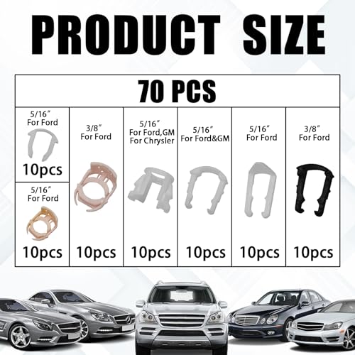 HHZL Fuel Line Retainer Clips, 3/8" & 5/16" Durable Nylon Gas Tank Repair Kit, 7 Size Fuel Line Retaining Clamp Assortment Replacement Kit Compatible with Ford, GM, Chrysler (70PCS) - Image 2