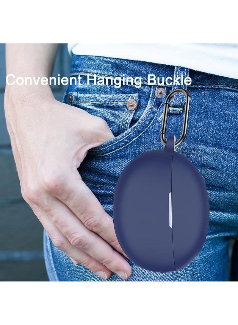 أكاليكس جراب سيليكون لسماعات هواوي فري بودز، مقاوم للصدمات، مقاوم للسقوط، مقاوم للغبار، مزود بإضاءة LED مرئية، غطاء واقٍ مع سلسلة مفاتيح متوافق مع سماعات هواوي فري بودز | أزرق داكن - Image 5