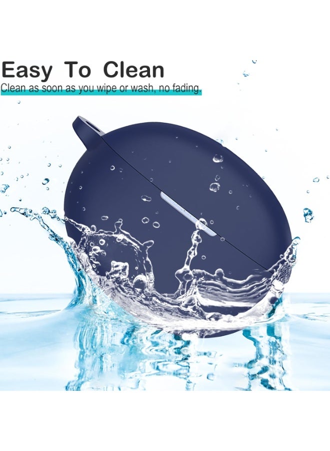 أكاليكس جراب سيليكون لسماعات هواوي فري بودز، مقاوم للصدمات، مقاوم للسقوط، مقاوم للغبار، مزود بإضاءة LED مرئية، غطاء واقٍ مع سلسلة مفاتيح متوافق مع سماعات هواوي فري بودز | أزرق داكن - Image 4