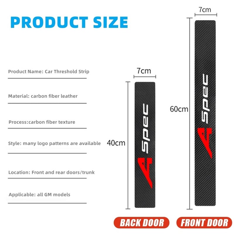 HUIANTS 4Pcs Car Door Sill Protector for RLX/MDX/ZDX/TLX/TL/RDX Series Accessories Fit for A SPEC, Carbon Fiber Leather Door Sill Sticker, Decoration Door Sill Scuff Plate Sticker for Auto Truck SUV - Image 2