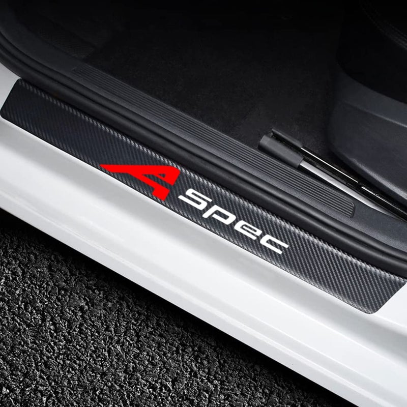HUIANTS 4Pcs Car Door Sill Protector for RLX/MDX/ZDX/TLX/TL/RDX Series Accessories Fit for A SPEC, Carbon Fiber Leather Door Sill Sticker, Decoration Door Sill Scuff Plate Sticker for Auto Truck SUV - Image 1