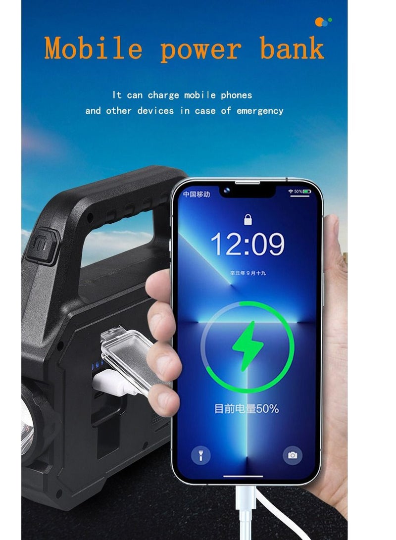 مصباح تخييم LED يعمل بالطاقة الشمسية فائق السطوع ، مصباح عمل مضاد للماء ، 6 تروس ، كشاف USB قابل لإعادة الشحن ، 800LM - Image 2