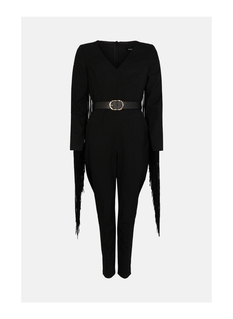 Karen Millen - Tailored Fringe Detail Sleeved Jumpsuit - Image 1