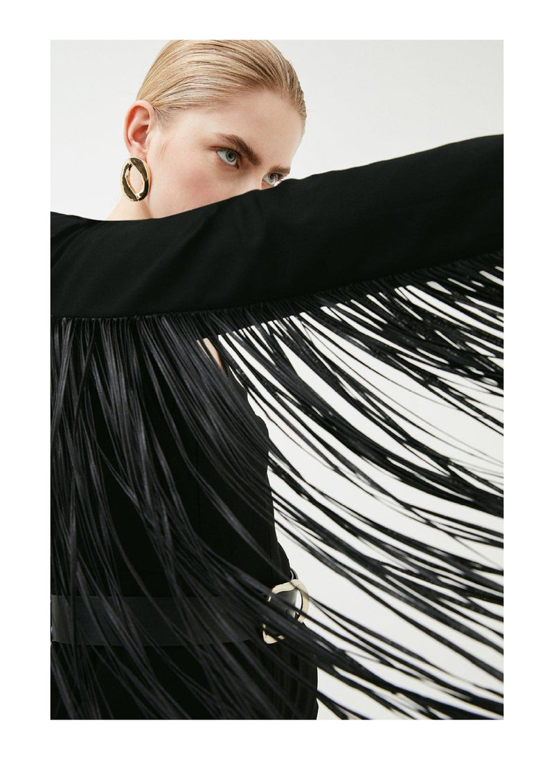 Karen Millen - Tailored Fringe Detail Sleeved Jumpsuit - Image 1
