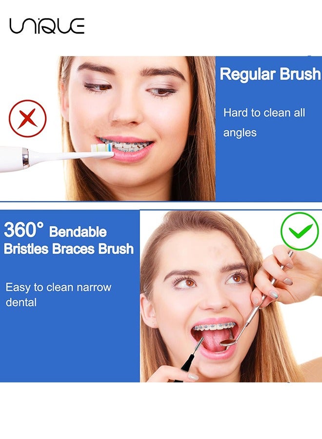 Unique Tooth Gap Brush, 50 Pieces of Toothpick Floss Head Oral Hygiene Brush Colored Tooth Gap Brush 0.7-1.2mm Braces Cleaning Brush Clean White (Black, White) - Image 5