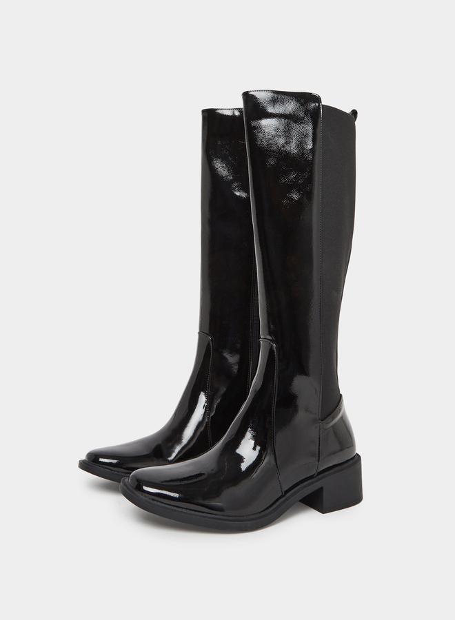 ستايلي بوت لامع عالي الساق بتفاصيل براقة - Image 3