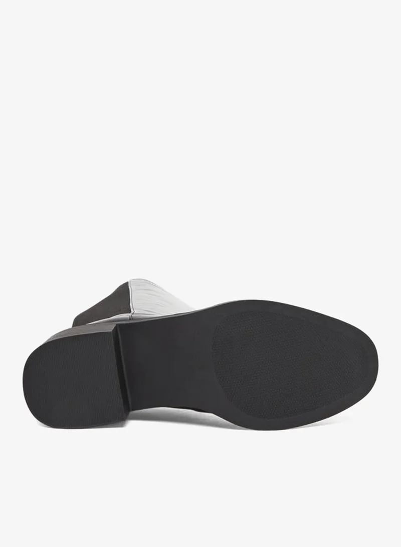 Styli Black Patent Knee-High Boots with Gusset