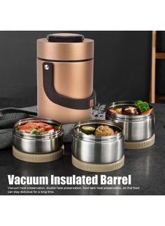 YOSOO Yosoo Thermos for Hot food Wide Mouth Lunch Box, 2000ml 3-Layer Stackable Insulated Food Container Reusable Leak Proof Soup Food Jar for Warm/Cool Food Daily Office Travel Picnic Outdoor Meals(Gold)  - Image 3