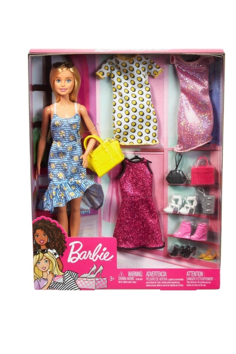 باربي مجموعة الدمية والملابس مع 4 أزياء كاملة - Image 2