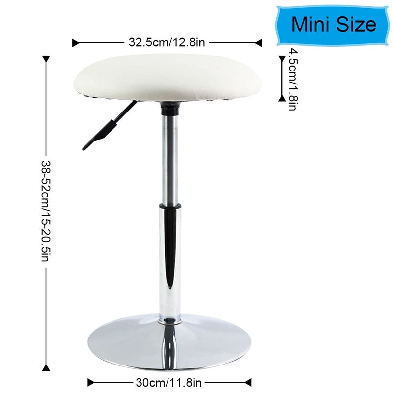 FURWOO Round Vanity Stool - Height Adjustable Swivel Office Chair, Counter and Mini Bar Stool - Small White - Image 3