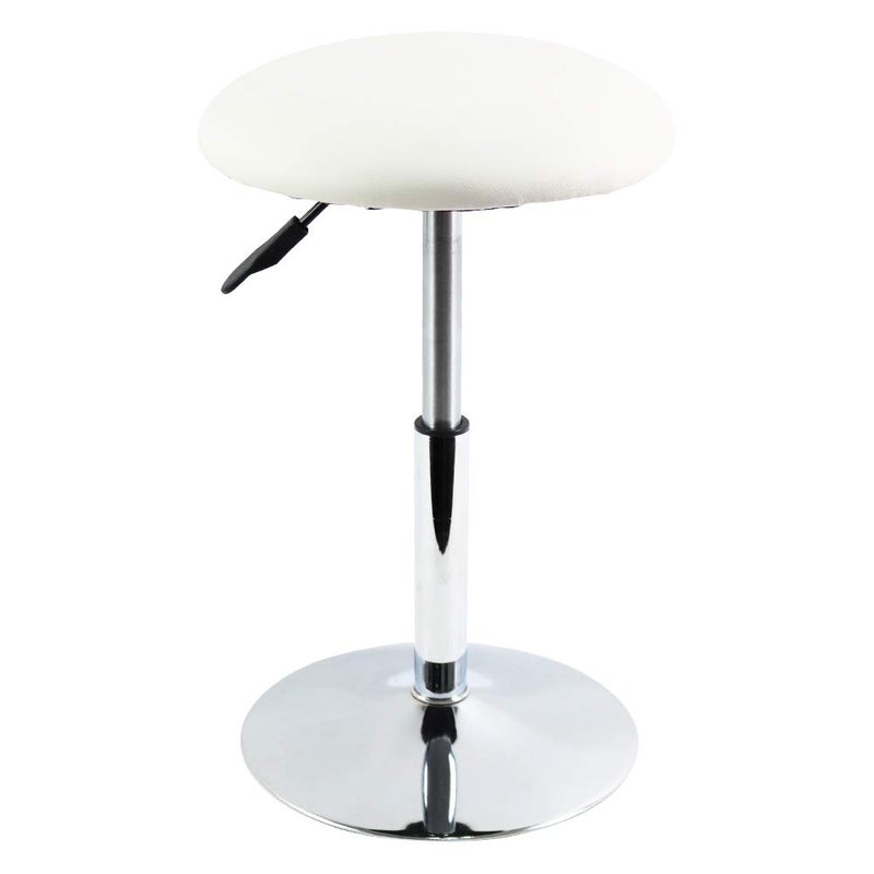 FURWOO Round Vanity Stool - Height Adjustable Swivel Office Chair, Counter and Mini Bar Stool - Small White - Image 1
