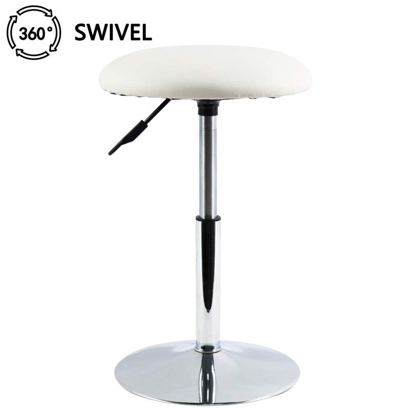 FURWOO Round Vanity Stool - Height Adjustable Swivel Office Chair, Counter and Mini Bar Stool - Small White - Image 4