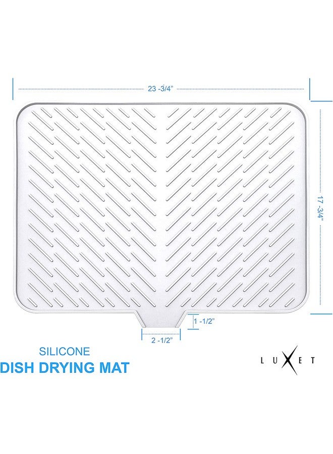 Luxet Luxet Silicone Dish Drying Mat with Built-in Drain Lip - Hygienic Drying Pad - Sturdy Compact Easy to Clean Tray Protects Surfaces Prevents Water Build Up - 23 X 17 (White)  - Image 3