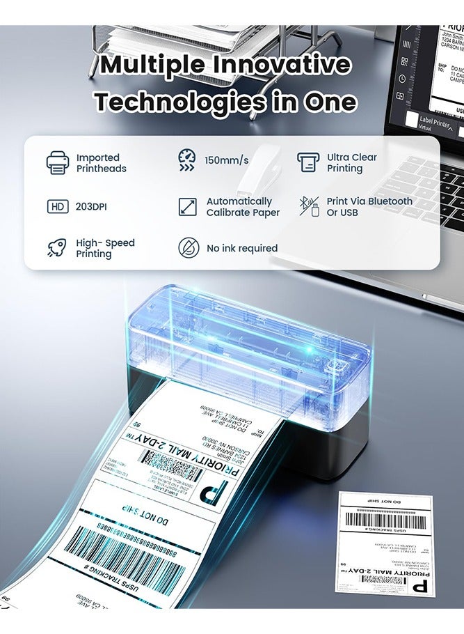 phomemo 241-BT Bluetooth Thermal Label Printer, 4X6" Wireless Shipping Label Printer for Small Business, Label Printer for Shipping Packages, Compatible with iPhone, Android (Black Grey) - Image 5