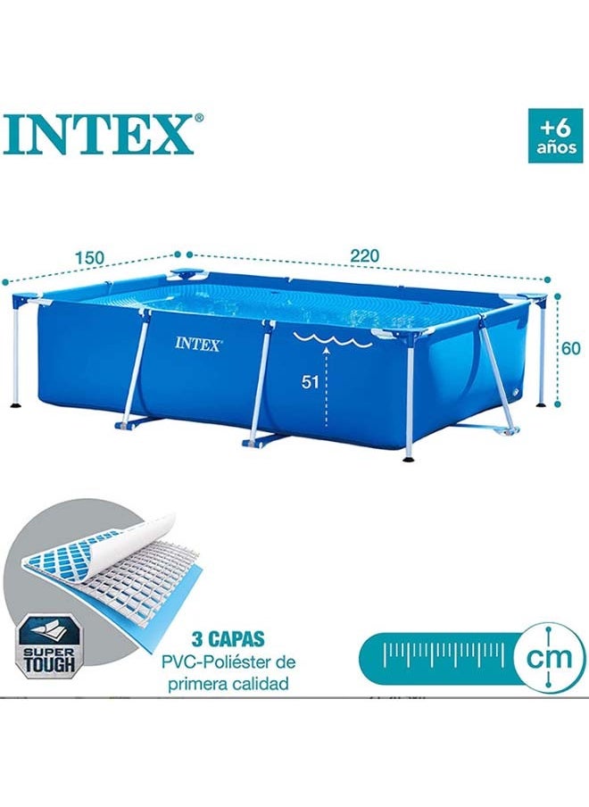 INTEX - Superior Strength And Longer Durability Sturdy Rectangular Unisex Frame Swimming Pool Blue Model 28270 Summer Fun Water Play 2.20mx1.50mx60cm - Image 1
