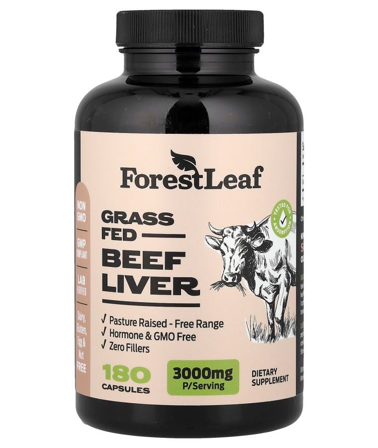 Grass Fed Beef Liver 180 Capsules (750 mg per Capsule)
