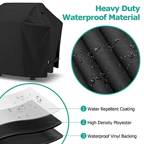 SunPatio Gas Grill Cover 60 Inch, Outdoor Heavy Duty Waterproof Barbecue Gas Cover, UV and Fade Resistant, All Weather Protection Compatible for Weber Charbroil Brinkmann Grills and More, Black - Image 3