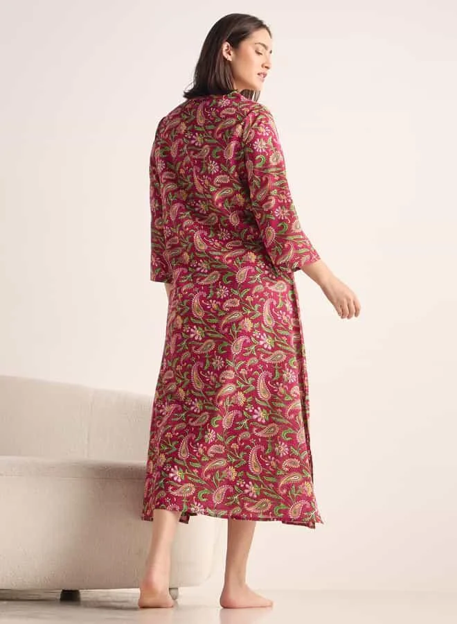 Splash FAV Paisley Print Satin Night Dress