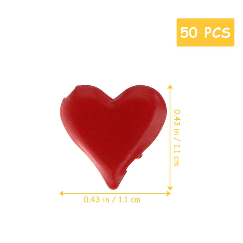 50pcs Mini Brads Heart Shaped Brad Pastel Brads for Scrapbooking Crafts Making Stamping and DIY - 11mm (Red) - Image 2