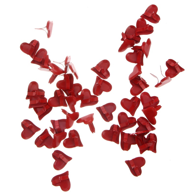 50pcs Mini Brads Heart Shaped Brad Pastel Brads for Scrapbooking Crafts Making Stamping and DIY - 11mm (Red) - Image 1