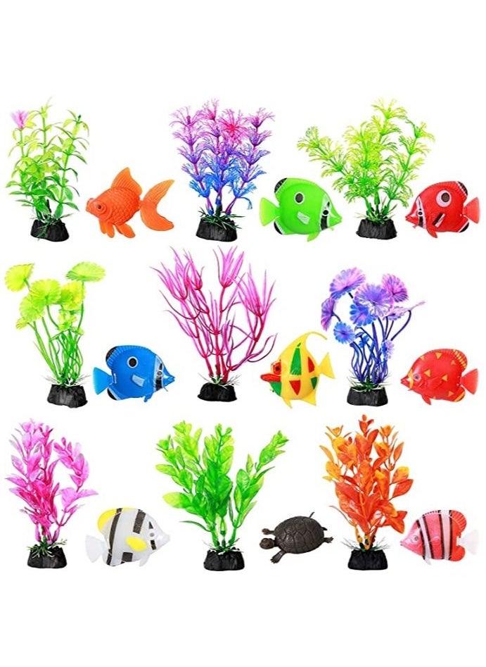 Y&D Artificial Aquarium Plants Set, Fish Tank Decorations, Lifelike Plastic Decor Plants, Fake Fish, Decorations for Household and Office Simulation  - Image 1