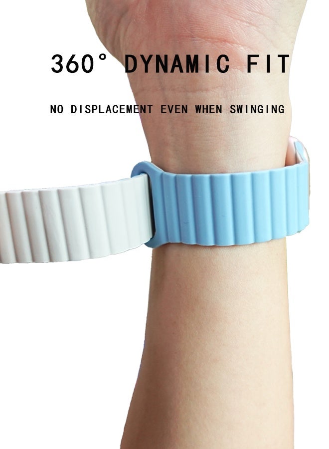 Lightweight Sport Strap for Apple Watch - Silicone Magnetic Band for Ultra 2/Series 10/9/8/SE, Secure Closure (49/46/45/44/42mm, Blue/White) - Image 5
