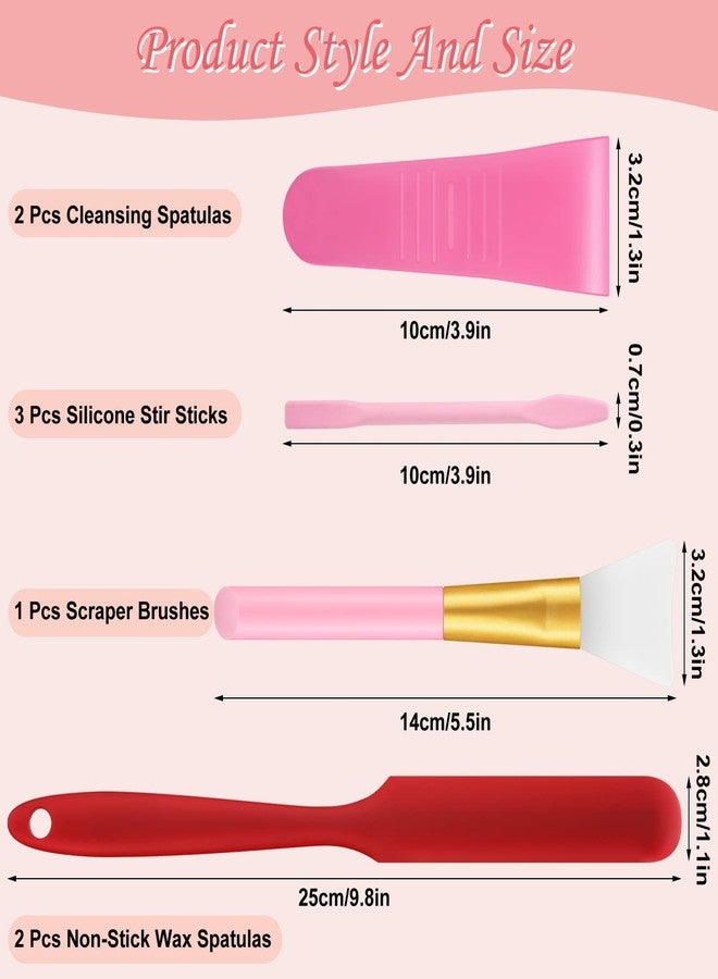 Potchen 8 Pcs Hair Waxing Removal Beauty Tools Kit Include Hair Wax Cleansing Spatulas Waxing Applicator Silicone Stir Sticks Large Area Hard Wax Sticks Silicone Scraper for Removal Waxing Beauty Makeup - Image 2