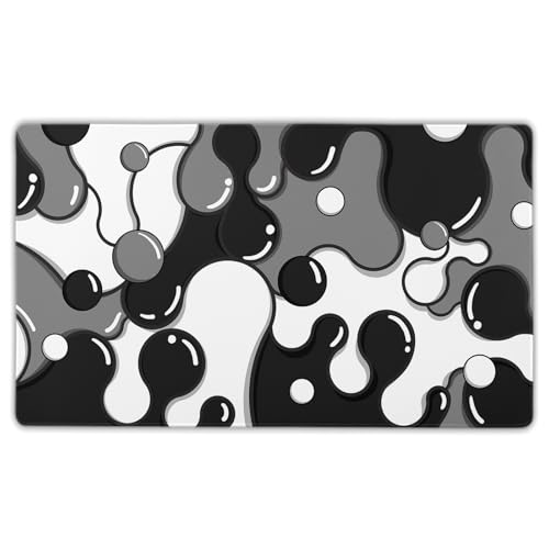 aportt Black White Grey Mouse Pad XL Large Anime Cool Geometric Japanese Extended Desk Mat 60x35 CM Non-Slip Rubber Base Stitched Edge Large Mousepad for Desk Gaming Laptop Desktop,24x14 Inch - Image 1
