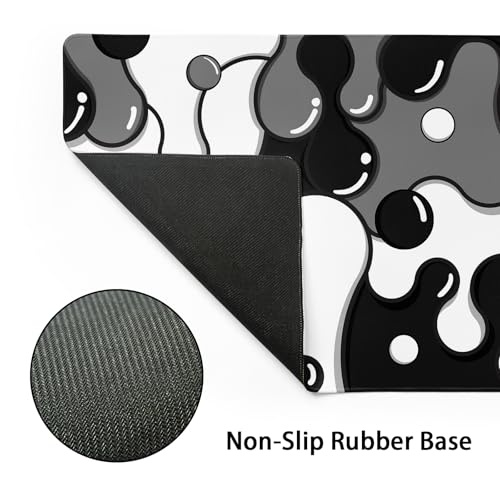 aportt Black White Grey Mouse Pad XL Large Anime Cool Geometric Japanese Extended Desk Mat 60x35 CM Non-Slip Rubber Base Stitched Edge Large Mousepad for Desk Gaming Laptop Desktop,24x14 Inch - Image 3