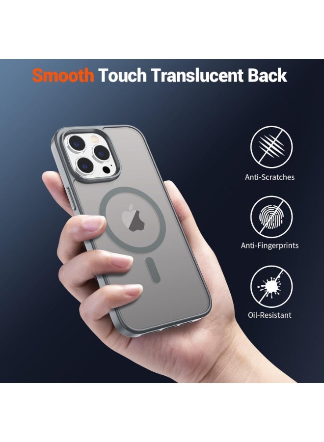 ACLIX Matte Magnetic case for iPhone 12 Pro Max, High Grade Drop Protection with Shockproof Strip, Translucent Matte Back Phone Case (Natural Titanium) - Image 3