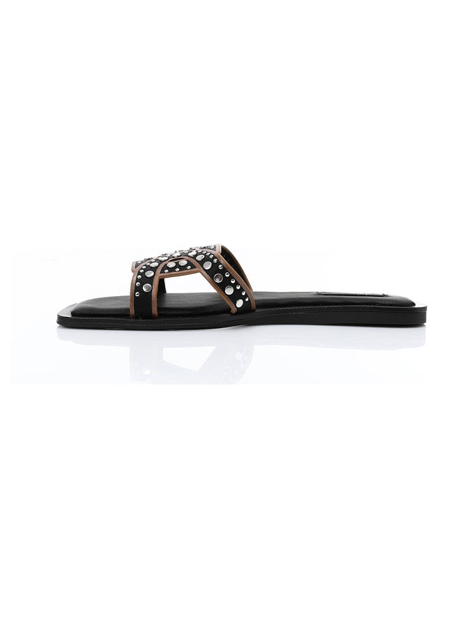 DejaVu Studded Open Toe Shape Slippers - Image 3