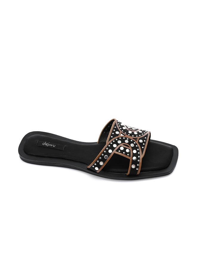 DejaVu Studded Open Toe Shape Slippers - Image 5