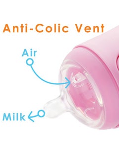 PopYum PopYum 5 oz Pink Anti-Colic Formula Making/Mixing/Dispenser Baby Bottles, 2-Pack with #1 Slow Flow Nipples, 150 ml, BPA-Free, Natural Latch  - Image 4