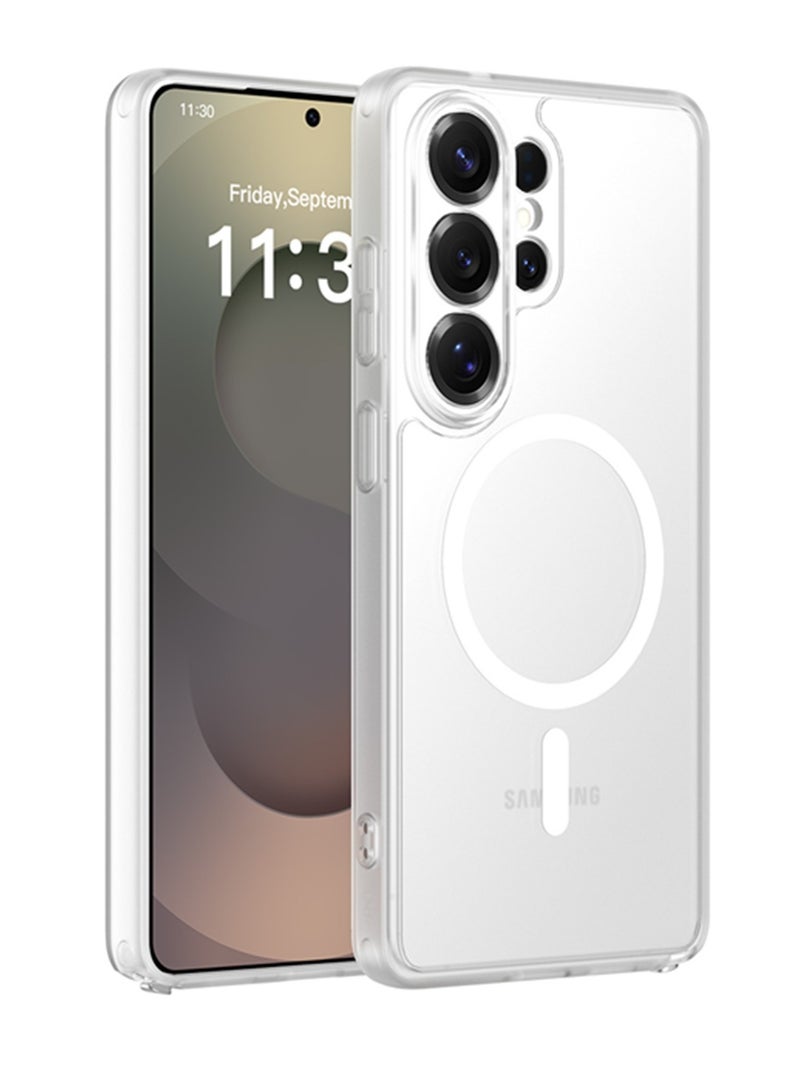 أداندو حافظة مغناطيسية قوية لهاتف Samsung Galaxy S26 Ultra 5G، متوافقة مع Magsafe، حافظة مغناطيسية متينة شفافة غير لامعة للحماية من السقوط (أبيض غير لامع، Galaxy S26 Ultra 5G) - Image 1