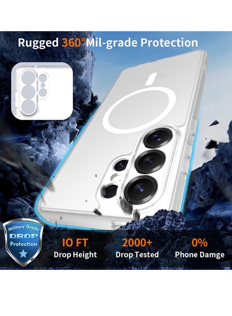 أداندو حافظة مغناطيسية قوية لهاتف Samsung Galaxy S26 Ultra 5G، متوافقة مع Magsafe، حافظة مغناطيسية متينة شفافة غير لامعة للحماية من السقوط (أبيض غير لامع، Galaxy S26 Ultra 5G) - Image 2