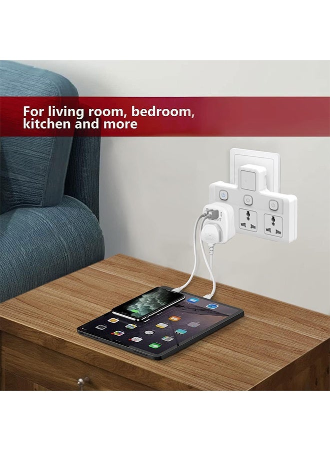 JS Universal Plug Extension, Multi Plug Extension Sockets Plug, Wall Plug Adapter, UK Plug Switched Socket 3 Way, Protection Power Extension Adapter for Home, Office, Kitchen - Image 2