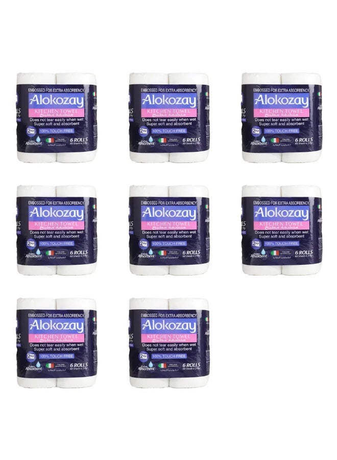 Alokozay 2 PLY Bulk 6 Rolls Kitchen Towel 60 Sheets- 8 Pack - Image 2