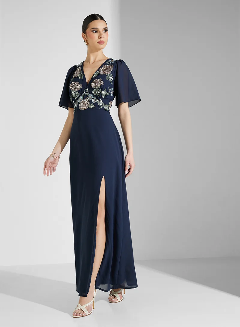 Maya Floral Embroidered Maxi Dress