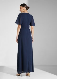 Maya Contrast Floral Angel Sleeve Maxi Dress  - Image 2