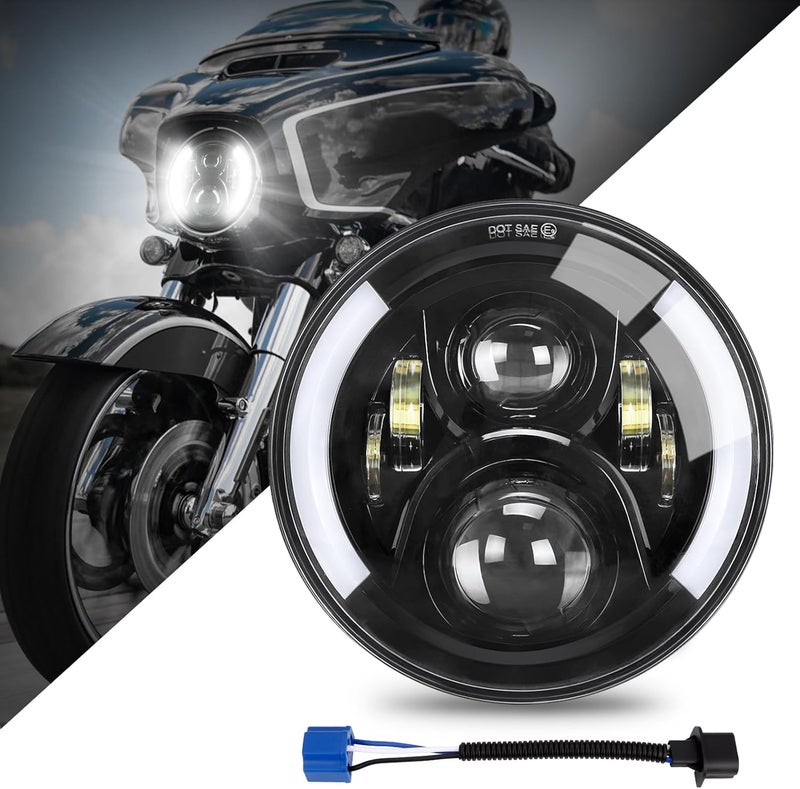 SUPAREE 7 Inch LED Motorcycle Headlight with Halo Ring for Touring Models - Image 1